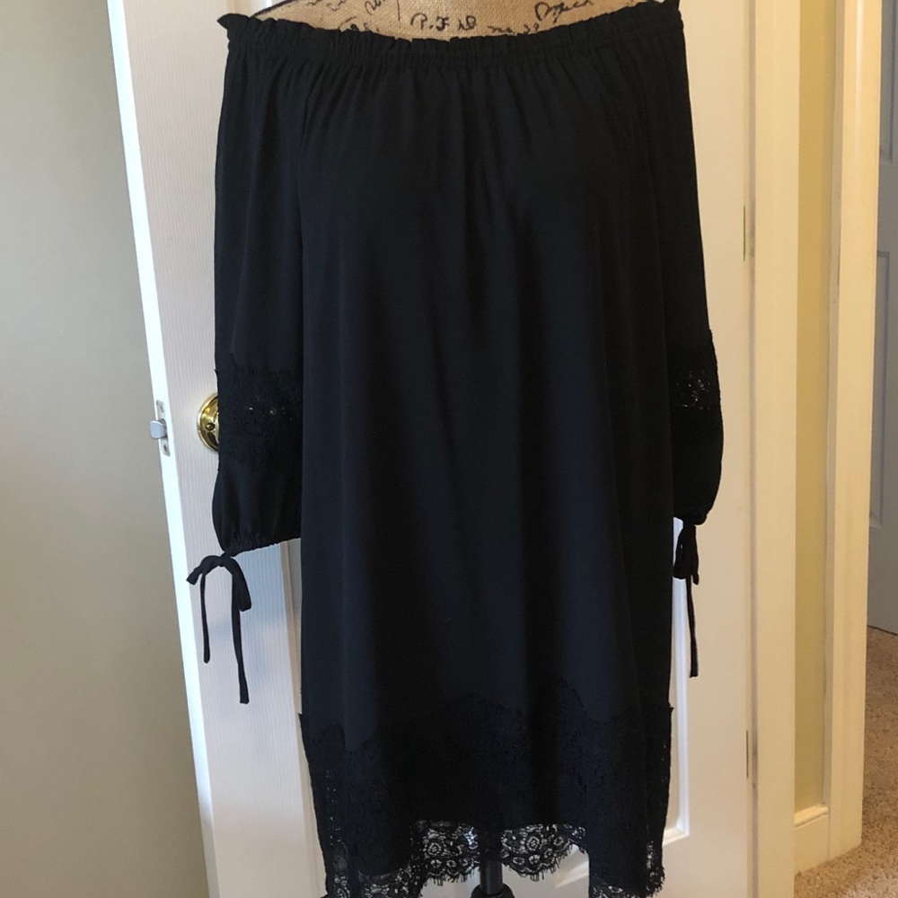 Loft Off the Shoulder Black Dress